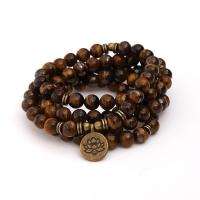 Tiger Eye Wrap Bracelet, with Zinc Alloy, antique brass color plated, Unisex Approx 21 Inch 