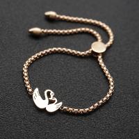 Stainless Steel Chain Bracelets, Swan, plated, box chain & for woman & with rhinestone Approx 7.4 Inch 