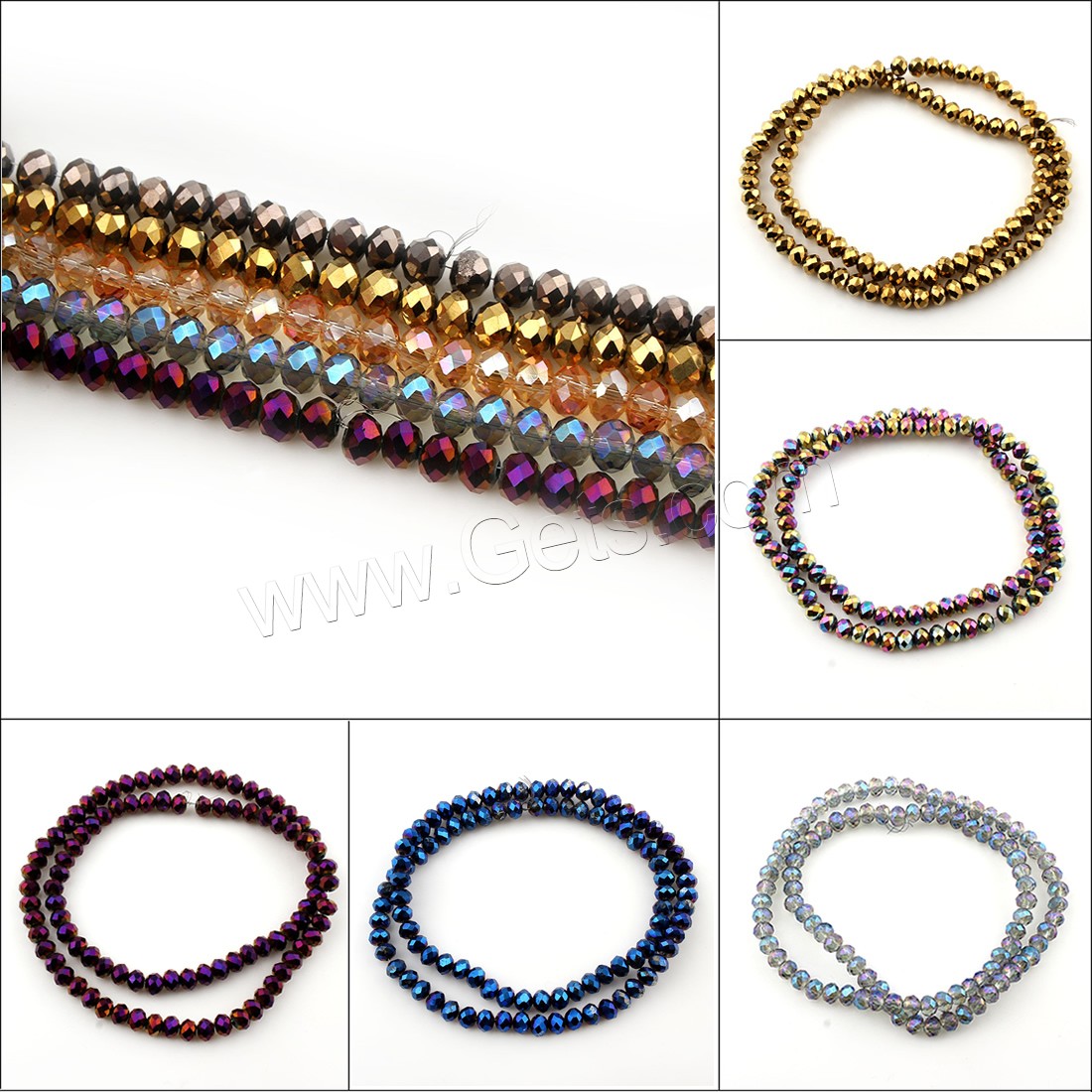 Mixed Glass Bead, Glass Beads, Rondelle, different size for choice & faceted, more colors for choice, Hole:Approx 1mm, Sold By Strand