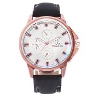 Men Wrist Watch, PU Leather, with Glass & Stainless Steel, Chinese movement, Flat Round, for man .5 Inch 