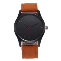 Men Wrist Watch, PU Leather, with Glass & Stainless Steel, Chinese movement, Flat Round, for man .5 Inch 
