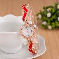 Fashion Watch Bracelet, Alloy, with Glass, Chinese movement, Flat Round, for woman & enamel & with rhinestone Approx 8 Inch 