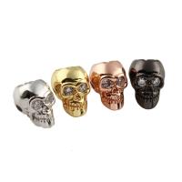 Cubic Zirconia Micro Pave Brass Beads, Skull, plated, micro pave cubic zirconia nickel, lead & cadmium free Approx 1mm 