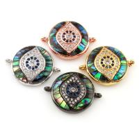 Brass Connector, with Abalone Shell, plated, micro pave cubic zirconia & 1/1 loop nickel, lead & cadmium free Approx 1mm 