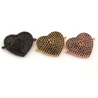 Cubic Zirconia Micro Pave Brass Connector, Heart, plated, micro pave cubic zirconia & 1/1 loop nickel, lead & cadmium free Approx 1mm 