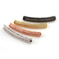 Brass Curved Tube Beads, plated, micro pave cubic zirconia nickel, lead & cadmium free Approx 2mm 