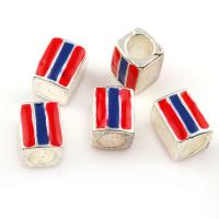 Enamel Zinc Alloy European Beads, Rectangle, platinum color plated, without troll Approx 5mm 