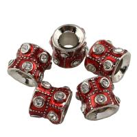Rhinestone Zinc Alloy European Beads, Drum, platinum color plated, without troll & enamel & with rhinestone Approx 5mm 