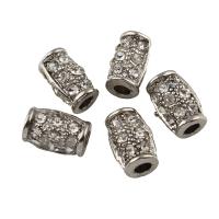 Rhinestone Zinc Alloy Beads, Drum, platinum color plated, with rhinestone Approx 3mm 