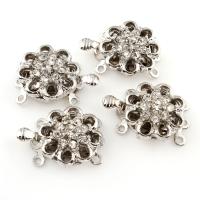 Zinc Alloy Box Clasp, with Stainless Steel, platinum color plated, single hole & with rhinestone Approx 1.5mm 