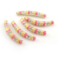 Zinc Alloy Curved Tube Beads, platinum color plated, enamel & with rhinestone Approx 1mm 