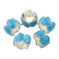 Enamel Zinc Alloy European Beads, Drum, silver color plated, without troll & large hole Approx 7mm 