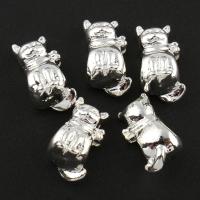 Zinc Alloy Animal Beads, Fortune Cat, silver color plated Approx 4mm 