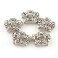 Zinc Alloy Cabochon, Crown, platinum color plated, with rhinestone 
