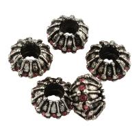 Rhinestone Zinc Alloy Beads, Drum, antique silver color plated, with rhinestone Approx 4.5mm 