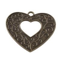 Zinc Alloy Heart Pendants, Flat Heart, antique bronze color plated Approx 2.5mm 