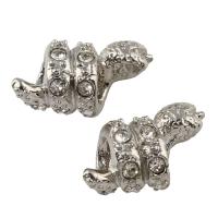 Rhinestone Zinc Alloy Beads, Snake, platinum color plated, with rhinestone Approx 4mm 