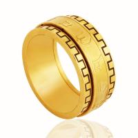 Titanium Steel Finger Ring, gold color plated, rotatable & for man, 10mm 