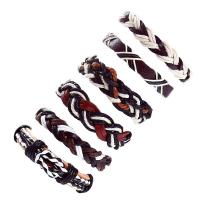 PU Leather Bracelet Set, with Linen, handmade, multilayer & Unisex & adjustable Approx 8 Inch 
