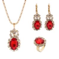 Fashion Zinc Alloy Jewelry Sets, finger ring & earring & necklace, plated, for woman 1.5cm Approx 15 Inch 
