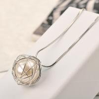 Zinc Alloy Sweater Chain Necklace, Round, silver color plated, for woman, silver color, 68cm Approx 27 Inch 
