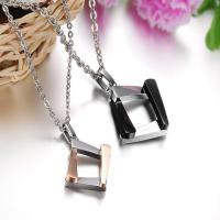 Titanium Steel Jewelry Necklace, Square, plated, for couple  Approx 20 