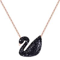 Titanium Steel Jewelry Necklace, with 5cm extender chain, Swan, plated, oval chain & for woman & with rhinestone Approx 15.7 Inch 