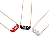 Titanium Steel Jewelry Necklace, with 5cm extender chain, Swan, gold color plated, oval chain & for woman Approx 15 Inch 