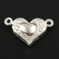 Zinc Alloy Magnetic Clasp, Flat Heart, silver color plated Approx 2mm 