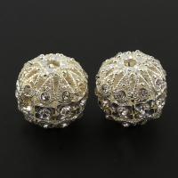 Rhinestone Zinc Alloy Beads, silver color plated, with rhinestone Approx 2.5mm 