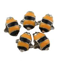 Enamel Zinc Alloy European Beads, Bee, platinum color plated, without troll Approx 4.5mm 