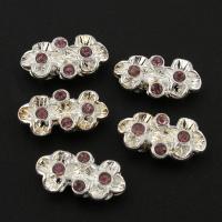 Rhinestone Zinc Alloy Connector, silver color plated, with rhinestone & 2/2 loop Approx 1mm 