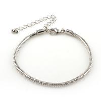 Stainless Steel European Bracelet Chain, with 7cm extender chain, snake chain, original color, 4mm Approx 6.3 Inch 