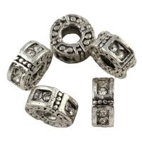 Rhinestone Zinc Alloy Beads, Flat Round, antique silver color plated, with rhinestone Approx 4mm 