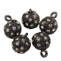 Zinc Alloy Rhinestone Pendants, Round, plumbum black color plated, with rhinestone Approx 2mm 