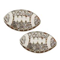 Rhinestone Zinc Alloy Beads, Rugby Ball, antique silver color plated, enamel & with rhinestone Approx 1mm 