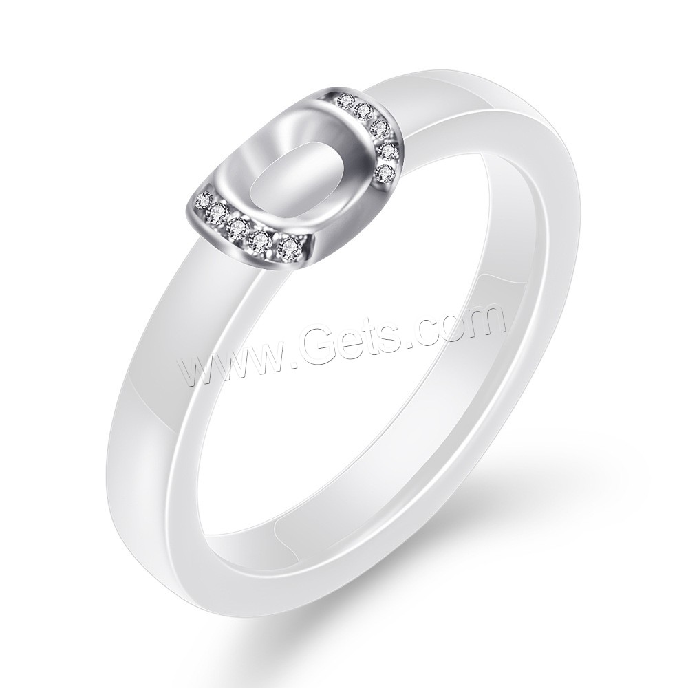 acero inoxidable anillo, con Porcelana, unisexo & diverso tamaño para la opción & con diamantes de imitación, más colores para la opción, Vendido por UD