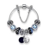 Zinc Alloy European Bracelets, with Crystal, silver color plated & snake chain & for woman & with rhinestone Approx 7 Inch 