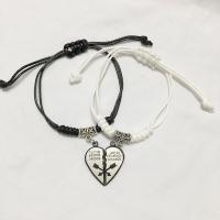 Titanium Steel Couple Bracelet, with Waxed Nylon Cord, Heart, plated, adjustable Inch 