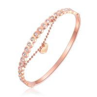 Titanium Steel Bracelet & Bangle, plated, for woman, rose gold color, 160mm Approx 6.5 
