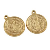 Zinc Alloy Flat Round Pendants, gold color plated Approx 1.2mm 