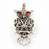 Zinc Alloy Animal Pendants, Owl, antique silver color plated, with rhinestone Approx 