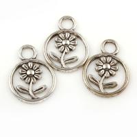 Zinc Alloy Flower Pendants, antique silver color plated Approx 4mm, Approx 