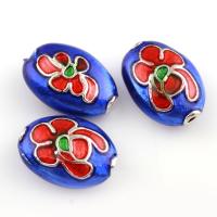 Enamel Zinc Alloy Beads, Flat Oval, silver color plated Approx 1mm 