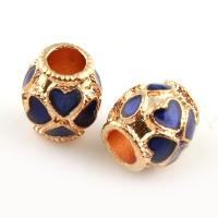 Zinc Alloy Large Hole Beads, Drum, gold color plated, enamel Approx 3mm 