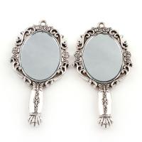 Zinc Alloy Jewelry Pendants, Mirror, antique silver color plated Approx 2.5mm 