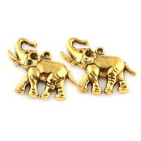 Zinklegierung Tier Anhänger, Elephant, antike Goldfarbe plattiert, 38x32x5mm, Bohrung:ca. 1.5mm, ca. 16PCs/Tasche, verkauft von Tasche