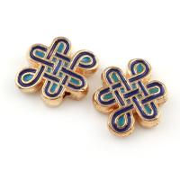 Enamel Zinc Alloy Beads, Chinese Knot, gold color plated Approx 1mm 