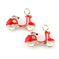 Vehicle Shaped Zinc Alloy Pendants, Motorcycle, silver color plated, enamel Approx 3mm 
