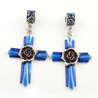 Цинкового сплава крест подвески, цинковый сплав, Kресты, плакирован серебром, эмаль отверстие:Приблизительно 4mm, продается PC